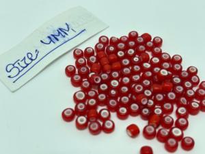 Cuentas de disco rojas con corazón blanco de 4 mm, ideales para la fabricación de joyas, pulseras, collares, pendientes y accesorios creativos. - Product Image 4
