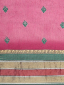 Sari de Otoño Reversible KV para Mujer, con Bordado y Diseño Propio, Tejido en Mezcla de Seda Kota Doria, Sin Arrugas (Rosa) - Product Image 4