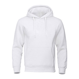Sweat à capuche décontracté pour homme 100 % coton tricoté anti-plis hiver coupe oversize avec logo brodé uni teint - Product Image 1