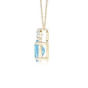 Oval Cut Natural Aquamarine Solitaire Gemstone <b>Pendant</b> with Round Cut Diamond 14K 18K <b>Solid</b> <b>Gold</b> IGI Certified Handmade <b>Pendant</b> - Product Image 2