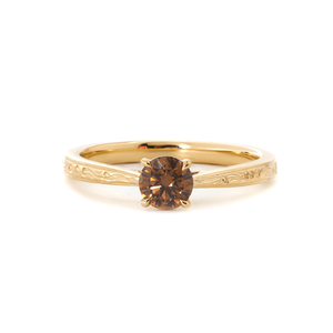 Direct Factory Supply 0.6ct IGI Certified Champagne <b>Brown</b> Lab Diamond Ring 14K Gold Vintage Style Floral Engraved Solitaire Ring - Product Image 3