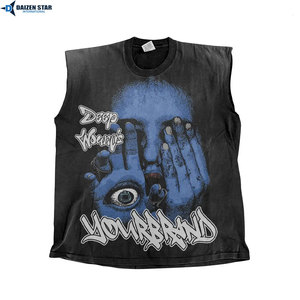 Custom Logo Men's Knitted Polyester/Cotton Crew Neck Tank Top Breathable Quick Dry Eco-Friendly High-quality Gym Workout OEM - Product Image 2