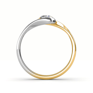 Bague de fiançailles en diamant de laboratoire taille ronde, design unique, avec métal bicolore, classique solitaire en forme de bypass en or massif 14 carats - Product Image 5