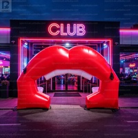 Arco Inflable Gigante Personalizado con Forma de Boca, Labios Inflables con Luces LED, Túnel de Labios Inflable para Promoción Comercial