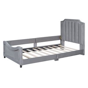 Divano letto classico a righe grigie imbottito, misura singola, per bambini - Product Image 5