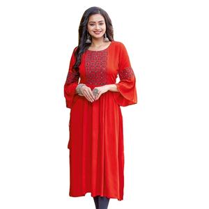 Ready-Made <b>Kurtis</b> Rayon with Embroidery and Handwork Collection for wholesale - Product Image 2