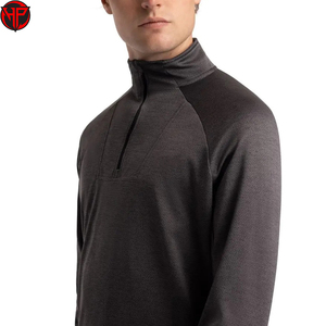T-shirt unisexe à col montant, fermeture éclair quart de tour, maille unie, manches longues, séchage rapide, pour le sport et la course, 100 % polyester - Product Image 5
