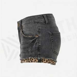 High Waist Pocket Design Sexy <b>Stretch</b> Summer Rhinestone Girls Hot Pants Women <b>Denim</b> Cargo Shorts Customized Color Outfit - Product Image 3