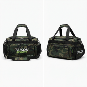 Sac de sport pour femmes TAISON SPORTS 600 GSM PU de qualité supérieure, avec panneau camouflage, broderie personnalisée, logo imprimé, sac de sport 30-40L - Product Image 1