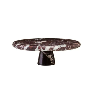 Best Seller <b>Red</b> Solid Marble Cake Stand Home Decor Round Pedestal Tray for Kitchen Table Elegant Dessert Serving Display - Product Image 1