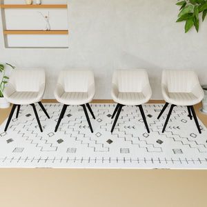 Set di 4 Sedie da Cucina Moderne in Stile Medievale, in PU con Gambe in Metallo Nero Decorative per Uso Domestico - Product Image 4