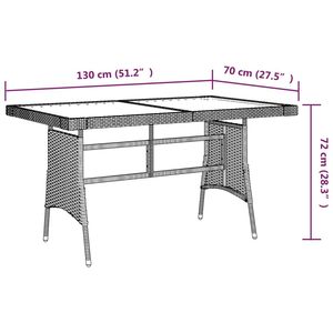Mesa de patio de madera maciza de acacia y ratán polivinílico 51,2 "x 27,6" x 28,3 "muebles de exterior grises - Product Image 4