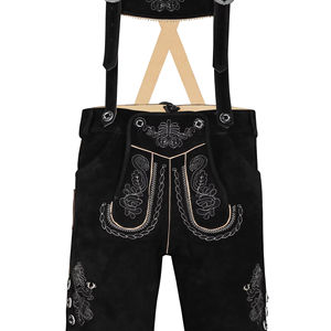 Lederhosen pour hommes, brodés, à fermeture boutonnée, taille mi-haute, en daim, style bavarois Trachten, écologiques, pour l'Oktoberfest - Product Image 1