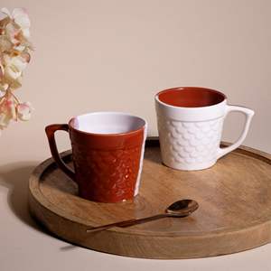 Juego de Café de Cerámica de Doble Tono con Diseño de Pez, Moderno y Lujoso, 200 ml, Ecológico, Duradero, Portátil, Rojo y Blanco, para Oficina, Hogar, Regalo, Abhita - Product Image 3