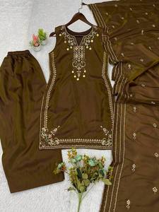 Conjunto de traje Salwar bordado para mujer con dupatta |   Traje Étnico de Fiesta con Lentejuelas de Primera Calidad para Festivales - Product Image 3