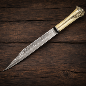 Custom Handmade Damascus Steel Fillet <b>Knife</b> Fixed Blade Fishing <b>Knife</b> with <b>Bone</b> <b>Handle</b> Genuine Leather Sheath Wholesale - Product Image 2