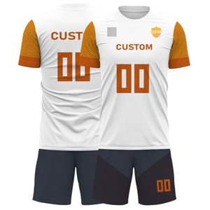เสื้อฟุตบอลสีขาวส้มแบบกำหนดเอง คอวี แขนสั้น ไร้ตะเข็บ ระบายอากาศเร็ว ผลิตจากโพลีเอสเตอร์ สำหรับผู้ใหญ่ ทั้งชายและหญิง เหมาะสำหรับฤดูร้อน สามารถสั่งทำได้สำหรับทีม - Product Image 6