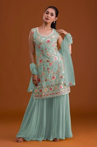 ชุดสัลวาร์ คามีซ แบบเย็บกึ่งสำเร็จรูป ยี่ห้อจอร์เจตต์ พร้อมงานปักหลากหลายแบบ สไตล์ทันสมัย สำหรับงานแต่งงาน งานดิวาลี และงานพรอม - Product Image 2