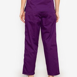 Women <b>Purple</b> V-Neck Short Sleeve Scrub Set Cotton Polyester Woven Hospital Uniforms Pants - Product Image 4