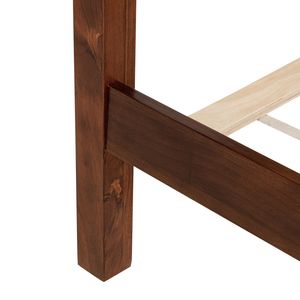 King <b>Pine</b> Walnut Wooden <b>Bed</b> with Rattan Headboard and Footboard Enhanced Central <b>Bed</b> Platform - Product Image 3