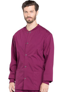 Blouse de travail unisexe violette à boutons pour uniforme hospitalier, tissée, avec coutures invisibles et détection par aiguille pour usage médical - Product Image 4