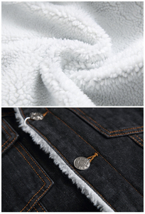Wholesale breathable Winter Denim Jeans Jacket Warm Outdoor Clothing Cotton Sherpa Lined Denim Trucker Jacket for <b>man</b> oem - Product Image 4