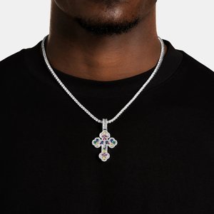 Pendentif élégant pour homme en diamant de laboratoire, chaîne en or, or rose, or blanc, argent, bijoux fins de luxe, cadeau - Product Image 2
