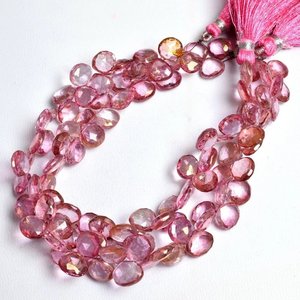 Natural Pink Topaz Faceted Heart Shape <b>Beads</b> Wholesale Gemstone <b>Beads</b> Manufacturer for Jewelry Making Shyama Gems - Product Image 6