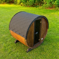 Sauna extérieur en forme de baril |   Bois de cèdre, toiture en bardeaux d'asphalte |   Options de taille personnalisée et de teinture du bois