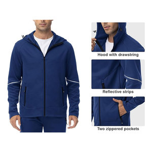 Ensemble de survêtements pour hommes 2 pièces avec veste à capuche zippée et pantalon de jogging pour l'entraînement et la gym - Product Image 5