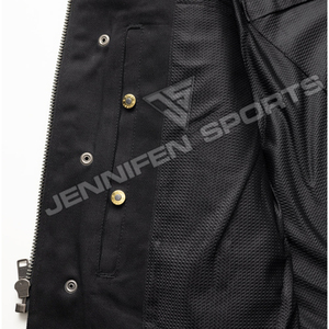 เสื้อแจ็คเก็ตมอเตอร์ไซค์ผ้าแคนวาสสีดำแบบกำหนดเอง 100% ผ้าฝ้าย สำหรับผู้ชาย ประสิทธิภาพสูงสุด - Product Image 5