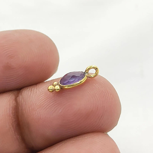 Pendentif ovale fantaisie en rubis teinté plaqué or, taille briolette, 6x4mm, fait main, pour la fabrication de bijoux et breloques - Product Image 5