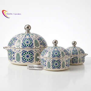 Lot de 3 casseroles de luxe en acier inoxydable, style arabe, avec couvercle, pour maintien au chaud et service - Product Image 1