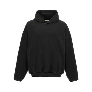 Men's <b>Black</b> Cropped Knitted Fleece Oversized <b>Hoodie</b> Drop Shoulder Breathable Quick Dry Gym Wear <b>Plain</b> Blank Thermal for Winter - Product Image 5