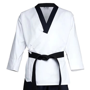 Uniforme de Taekwondo para Hombre, Top Blanco y Pantalones Negros, 100% Algodón, Transpirable, Corte Regular, Ropa de Artes Marciales para Adultos, Venta Caliente - Product Image 4