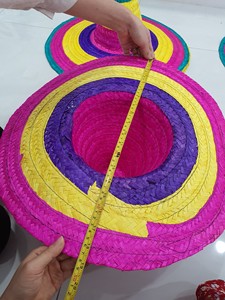 Chapeau de paille mexicain brodé à la main à rayures multicolores, idéal pour les sports décontractés, les fêtes estivales, les voyages en plein air, les affaires et la pêche - Product Image 6