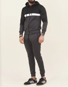 Survêtement pour homme avec blocs de couleur, sweat-shirt à capuche zippé avec poches latérales, pantalon assorti, respirant, style décontracté, style automne - Product Image 4