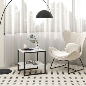 Tavolino Quadrato Reversibile a 2 Livelli con Ripiano Portaoggetti, Comodino - Product Image 3