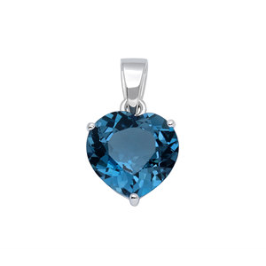 Colgante de Corazón de Topacio Azul de Londres Natural de Plata de Ley 925 al por Mayor para Mujer, Colgante de Gema Solitaria, Joyería Fina, Regalo - Product Image 1