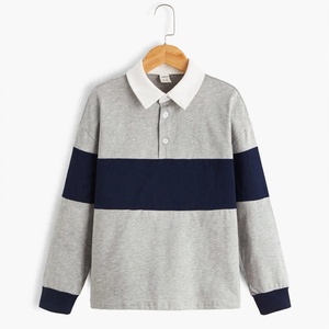 เสื้อโปโลแขนยาวผู้ชาย สีทูโทน เทา-กรมท่า ปกคอพับ ดีไซน์ลำลอง ผ้าถักเนื้อฝ้าย ระบายอากาศได้ดี จากบังกลาเทศ - Product Image 1