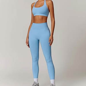 Conjuntos Deportivos para Mujer, Leggings sin Costuras con Efecto Levanta Glúteos, Sujetador Deportivo Halter, Conjunto de 2 Piezas para Gimnasio, Ropa Deportiva - Product Image 3