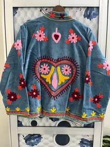 Wholesale MONIT MARKETING Velvet Suzani Embroidered <b>Reversible</b> <b>Jacket</b> | Handmade Traditional Uzbek Style Floral Pattern <b>Jacket</b> | - Product Image 6