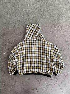 Sudadera con capucha Y2K grunge a cuadros con cremallera para hombre y mujer, reversible, oversize, estilo emo, gráfico de los años 2000, holgada, para otoño - Product Image 5