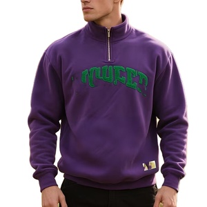 2026 Factory Custom <b>1</b>/<b>2</b> Zipper Stand Neck Vintage Men's Heavyweight <b>Sweatshirts</b> Heavyweight Oversize Casual Hoodies for Men's - Product Image 1