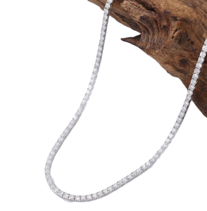 Collar de tenis minimalista con diamantes cultivados en laboratorio de corte brillante redondo, plata de ley 925, oro macizo de 14K, joyería fina para bodas y novias - Product Image 3