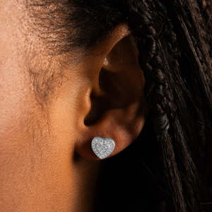 VVS Moissanite Heart Stud Earrings 925 Sterling <b>Silver</b> D Color Diamond Heart Earrings - Product Image 2