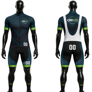 Ensemble maillot et short de cyclisme Orvo Sports unisexe pour adulte, orange et noir, respirant, manches courtes, pour vélo de route, course, équipe personnalisée, OEM - Product Image 1
