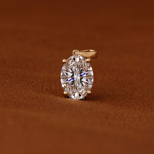 Colgante de Diamante Cultivado en Laboratorio con Corte Ovalado en Oro de 14K, Joyería de Diamantes VVS de Lujo, Colgante Hip Hop Personalizado - Product Image 4