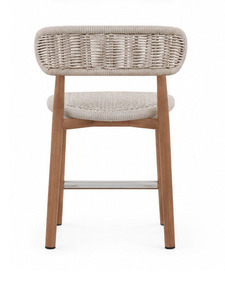 Chaise de bar en rotin de style européen moderne avec structure en bois naturel pour salon, table de bar et intérieur minimaliste. - Product Image 4
