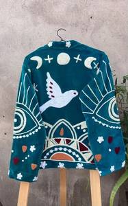Bulk Manufacturer Handcrafted Suzani Jacket Vintage Bird Print Spiritual Floral Embroidered <b>Women</b> Short <b>Coat</b> Casual Outerwear - Product Image 2